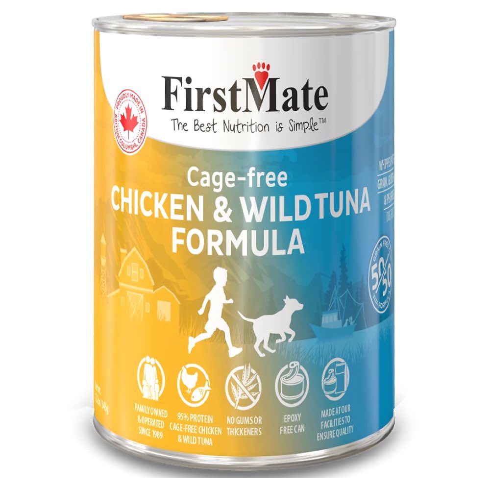 FirstMate Grain Free Cage-Free Chicken & Wild Tuna Formula Canned Dog Food 345g