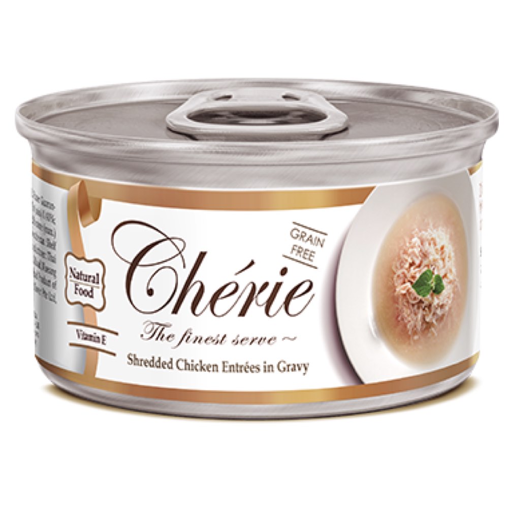 Cherie Shredded Chicken Entr??es In Gravy Canned Cat Food 80g