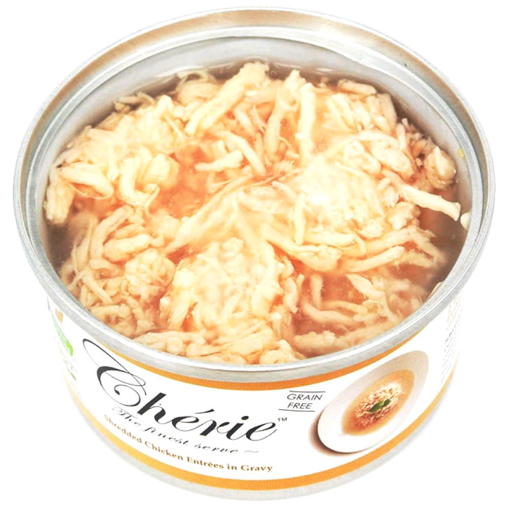 Cherie Shredded Chicken Entr??es In Gravy Canned Cat Food 80g