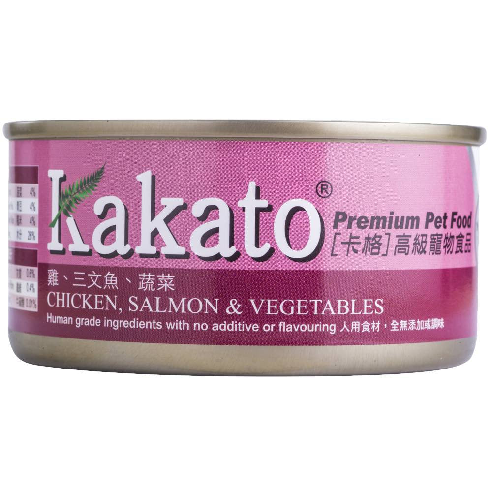"Kakato Chicken, Salmon & Vegetables Canned Pet Food 170g"