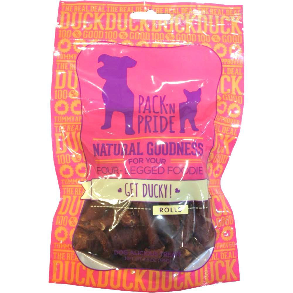 BUY 2 GET 1 FREE: Pack 'N Pride Get Ducky! Duck Rolls Dog Treats 99g